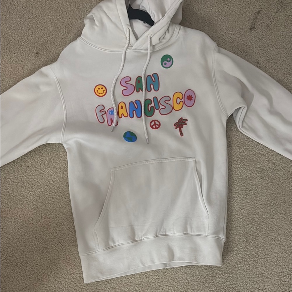 White Hoodie with Colorful San Francisco Design